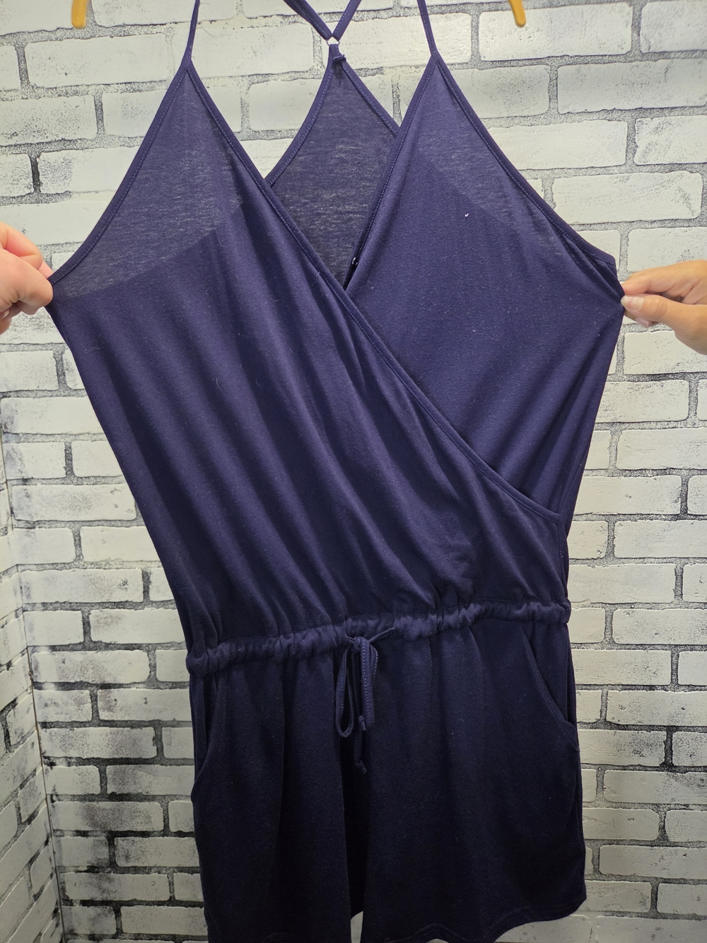 Womens Sleeveless Navy One-Piece Romper